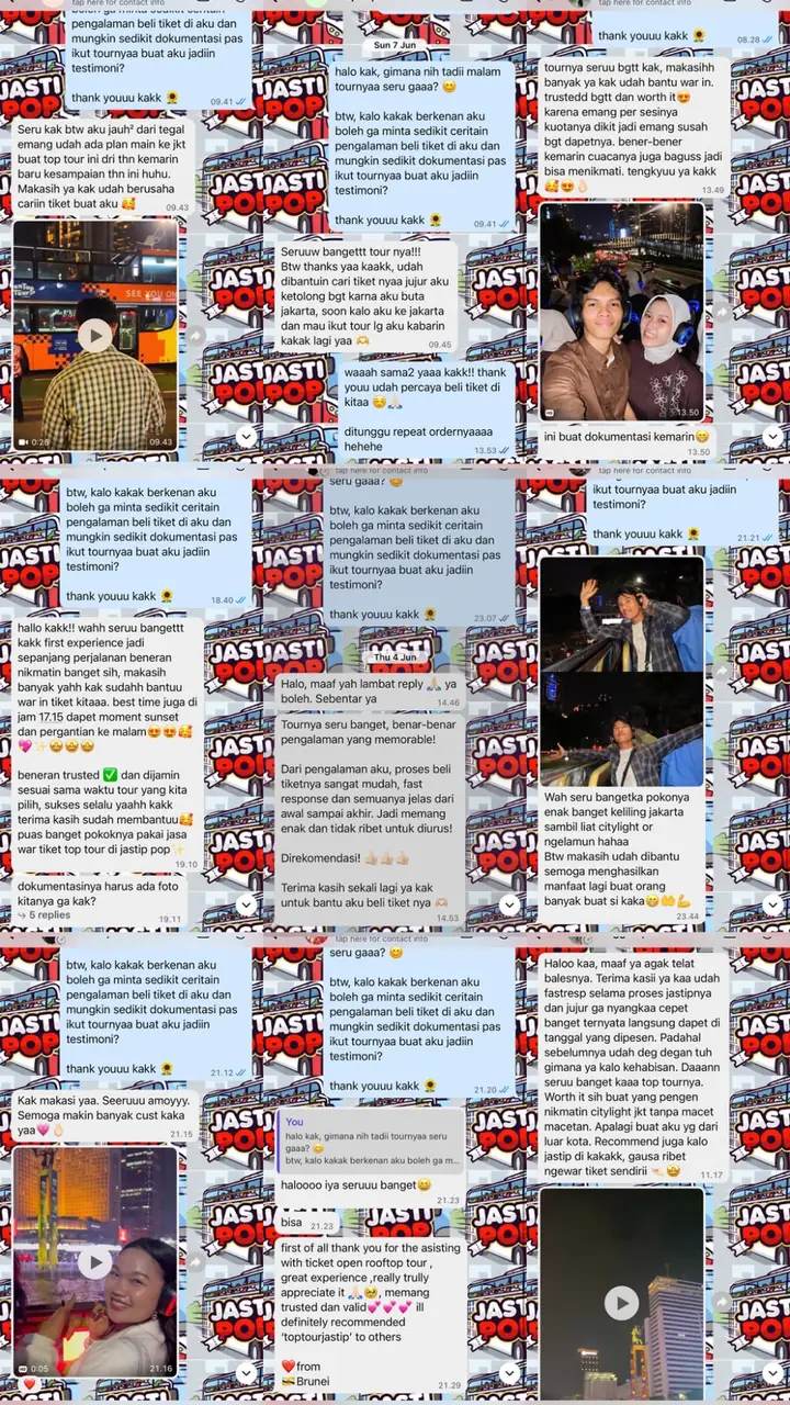 Testimoni customer Jastipop Open Top Tour